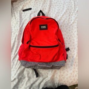 PINK Victoria's Secret Red and Gray Backpack